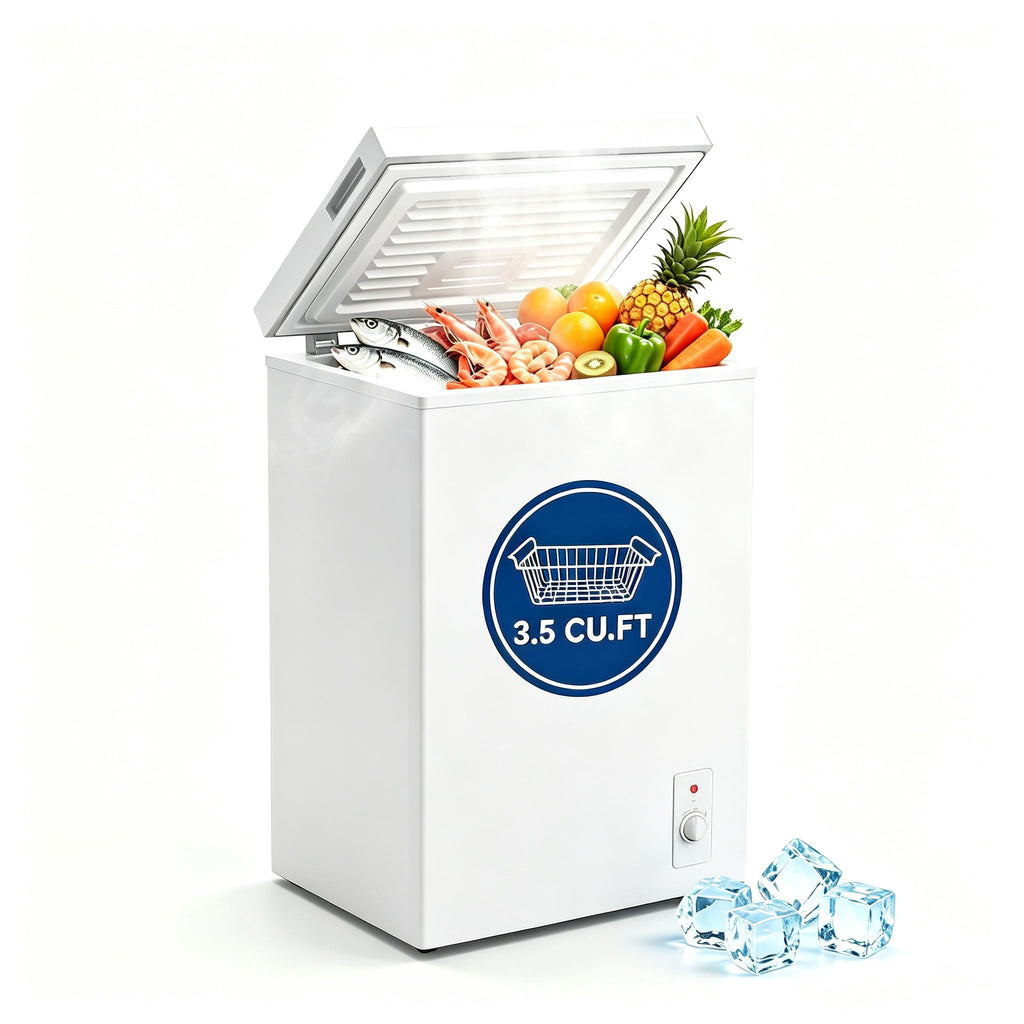 3.5 Cu.Ft White Chest Freezer with Basket P857620