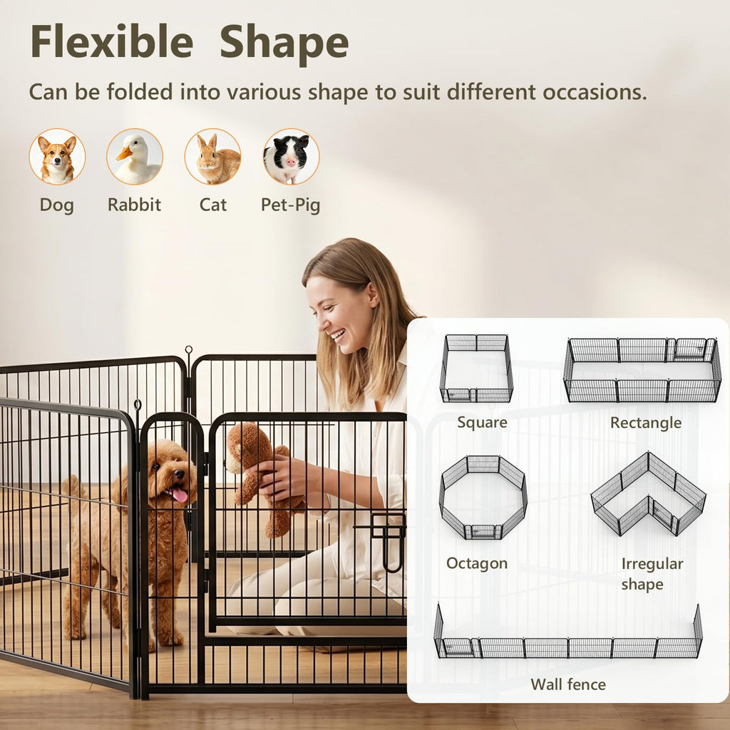 24" Height 16 Panels Foldable Metal Dog Playpen with Door E3285