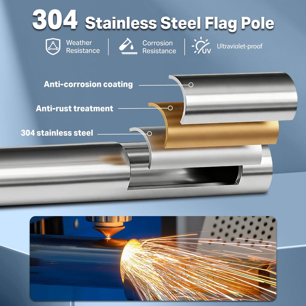 6FT 304 Stainless Steel Flag Pole S478
