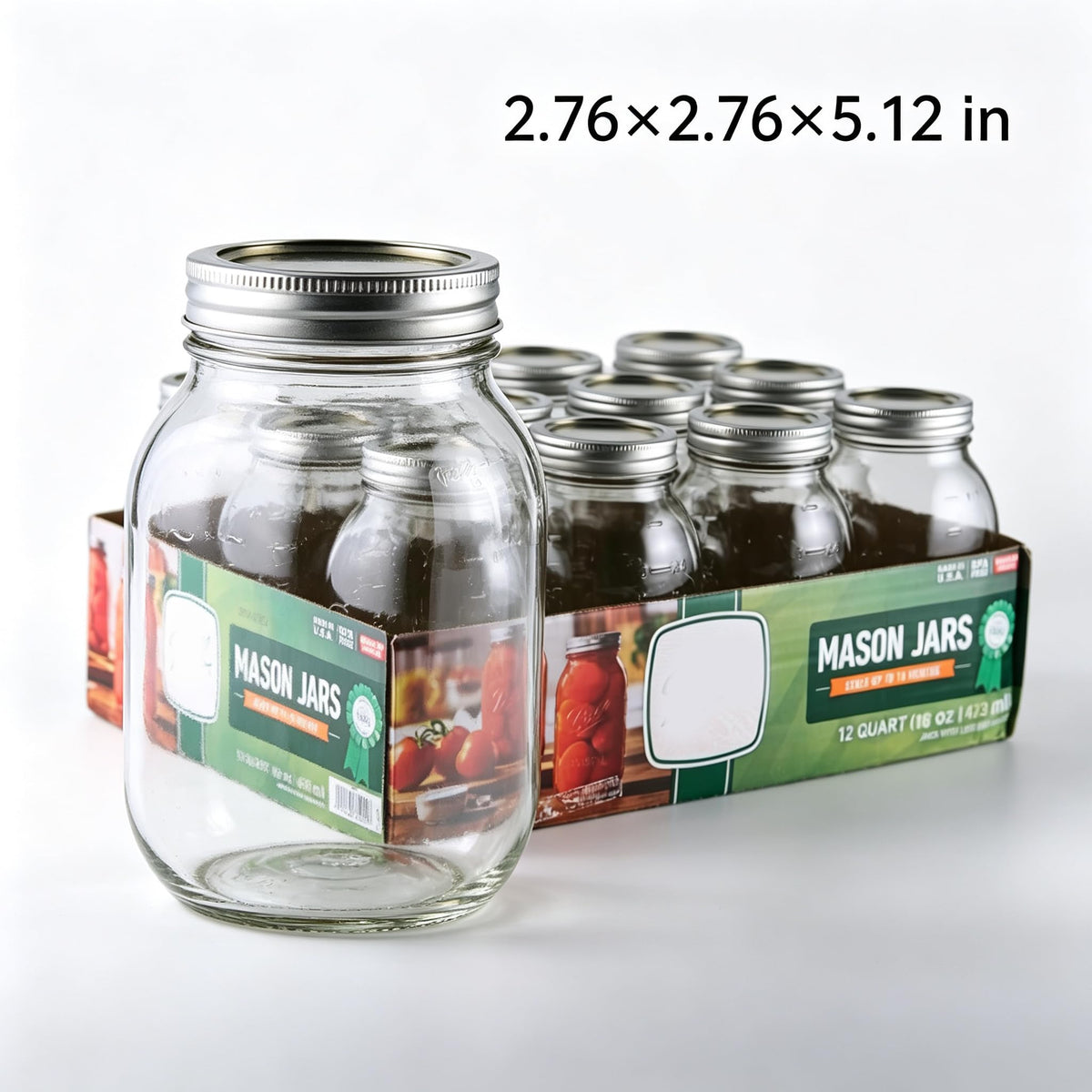 16Oz Regular Mouth Jars with Lids & Bands 12 Pack N971