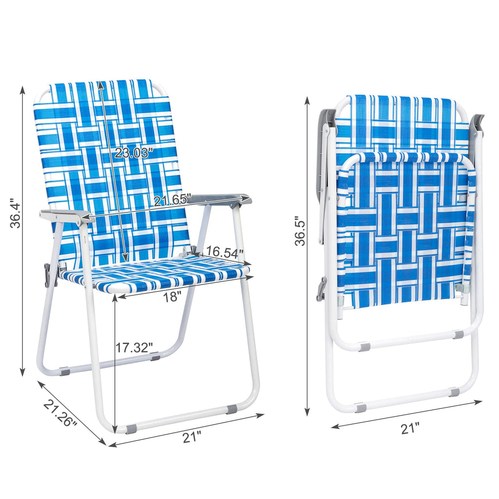 Set of 2 Blue Webbed Folding Patio Chair C132639