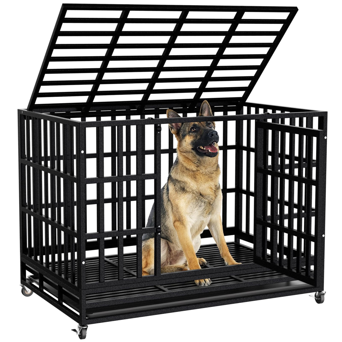 48 Inch Heavy Duty Dog Crate Kennel with Wheels C272