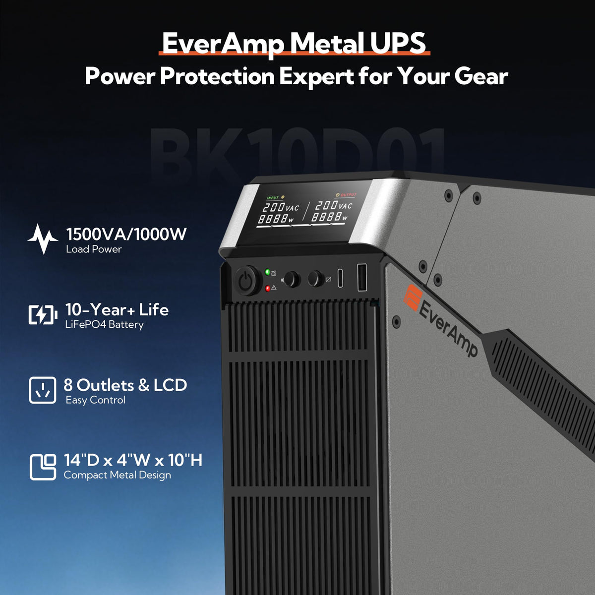 1500VA/1000W LiFePO4 UPS Battery Backup & Surge Protector B73983