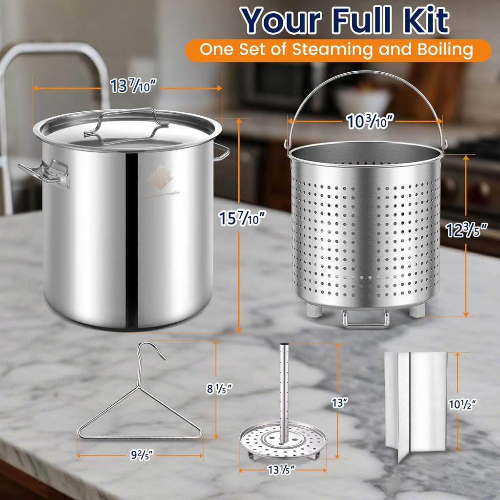 Stainless Steel 40QT Seafood Boil Pot with Basket O607