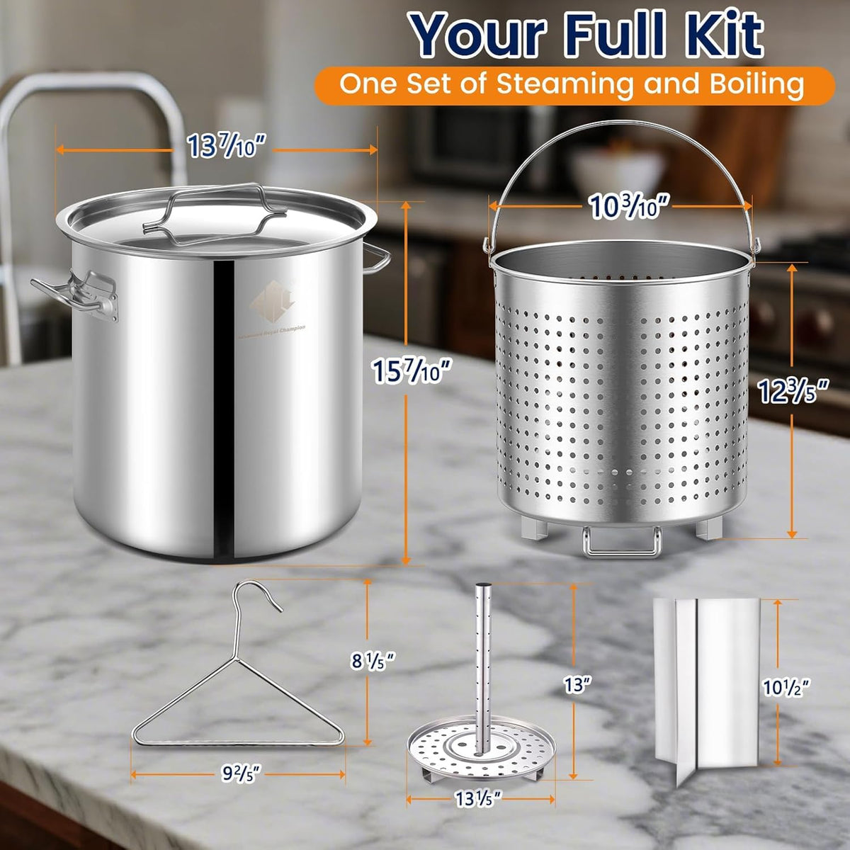 Stainless Steel 40QT Seafood Boil Pot with Basket O607