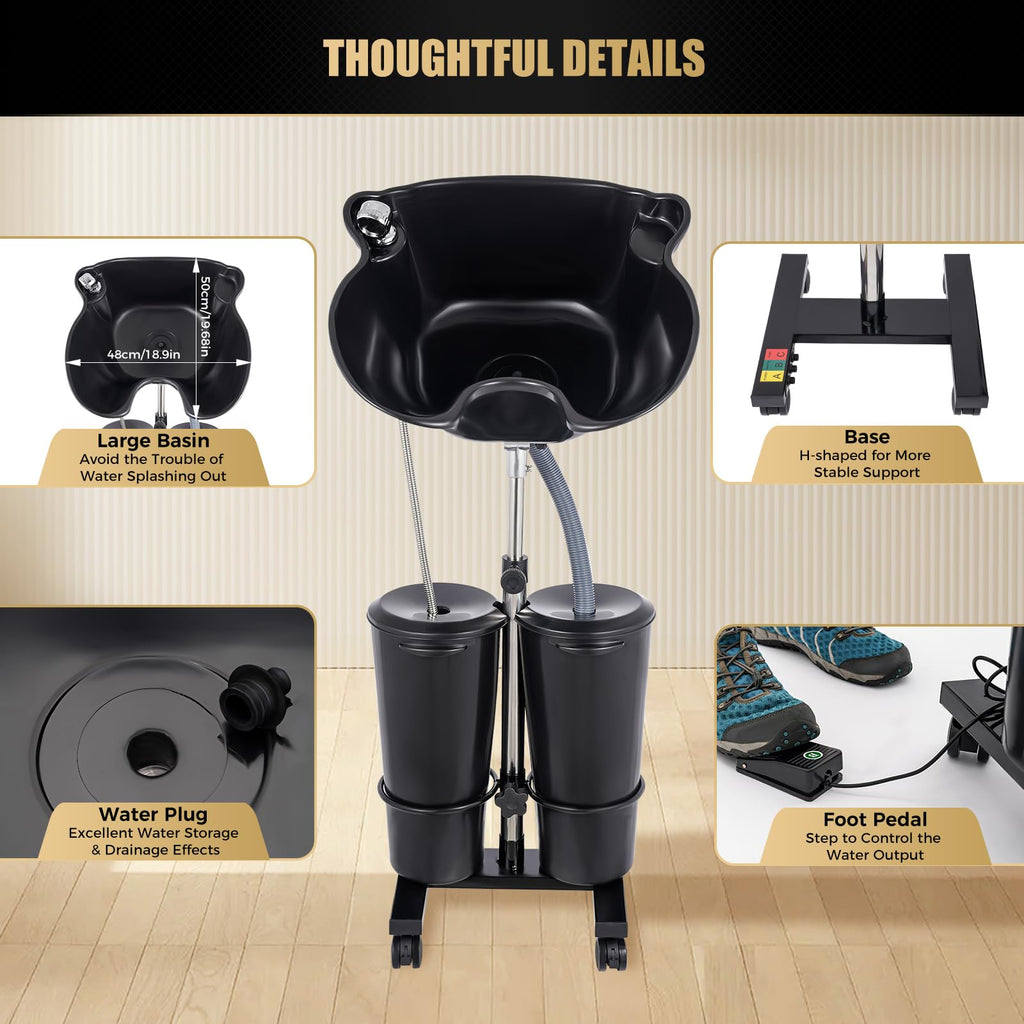 Portable Shampoo Bowl with Electric Pump and Drain Hoses P86050