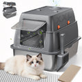 XXL Stainless Steel Enclosed Cat Litter Box with Lid, Mat & Scoop O551