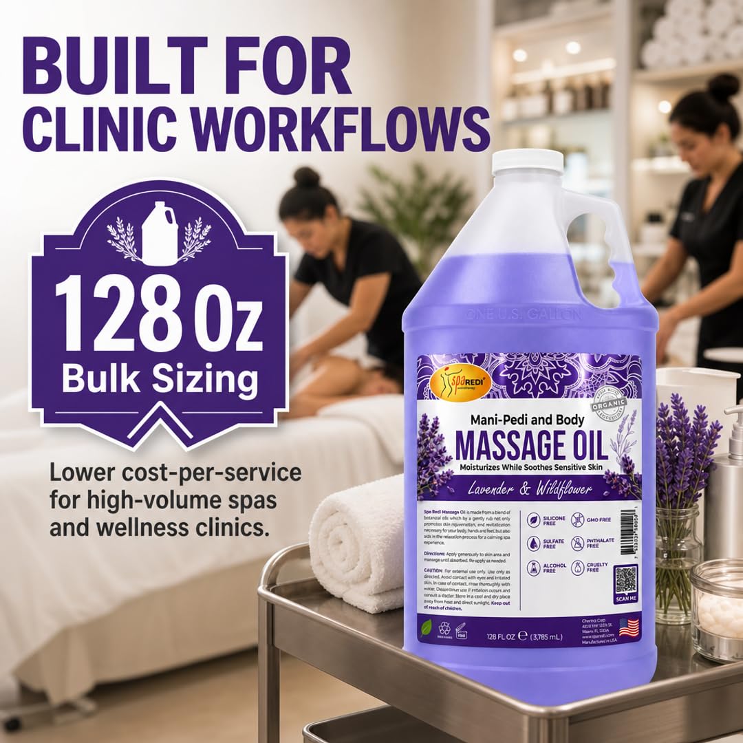 Lavender Massage Oil 128 Oz with Almond Cotton Seed Sunflower Avocado Oil D529648