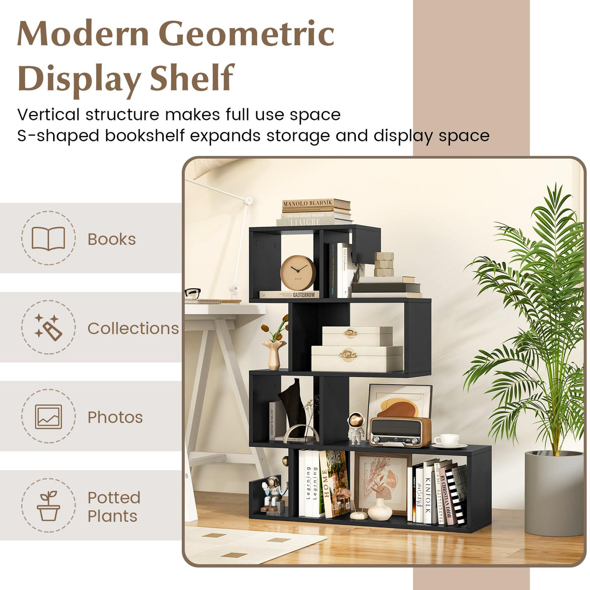 5-Tier Geometric Bookshelf B69478