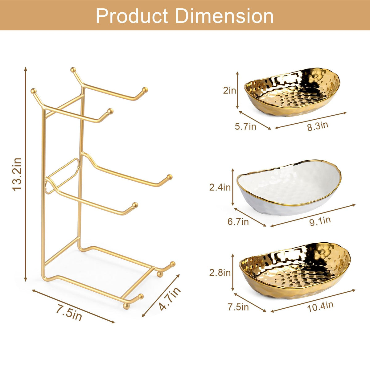 3 Tier Ceramic Fruit Basket with Metal Stand D166501
