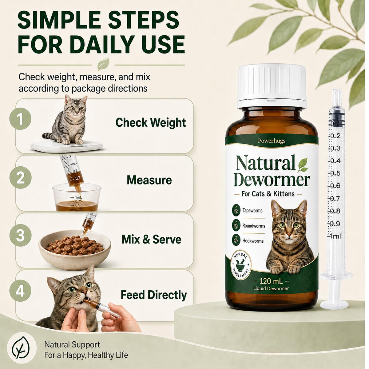 Broad Spectrum Cat Dewormer for Tapeworm, Roundworm & Hookworm K710615