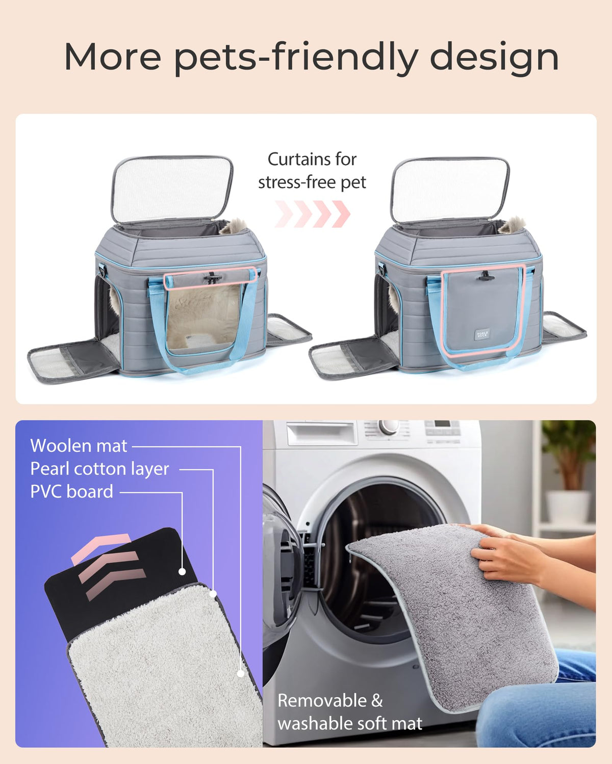 Airline Approved Soft-Sided Pet Carrier for Cats/Dogs Up to 20 Lbs Q773