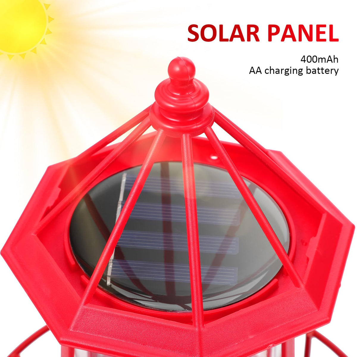 Solar Powered Rotating Lighthouse Garden Light Z313