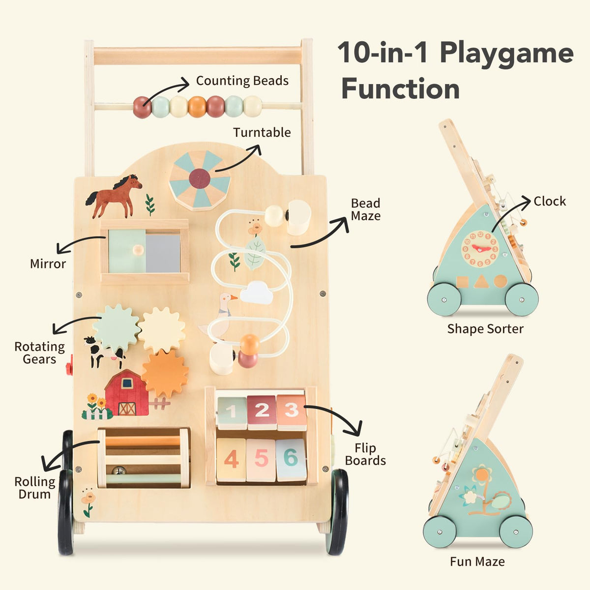 Wooden Baby Walker with Activity Center A242997