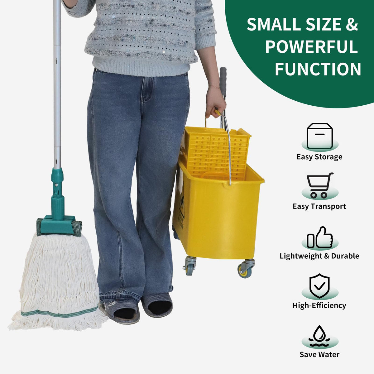 22 Quart Wheeled Mop Bucket with Wringer W165002