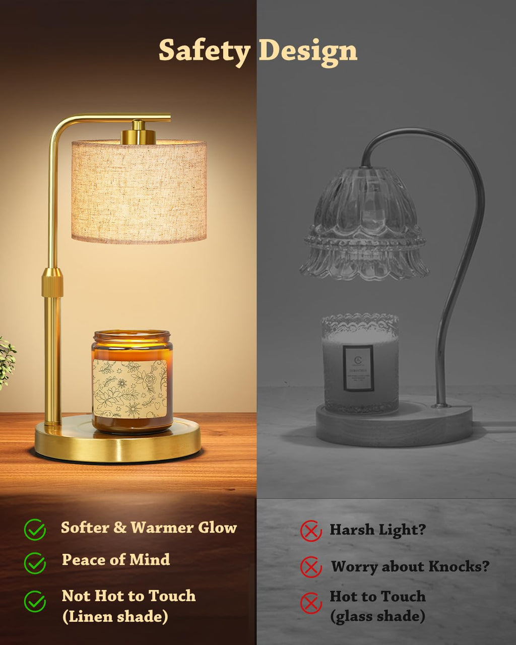 Height Adjustable Candle Warmer Lamp with Timer Dimmer for Jar Candles N241
