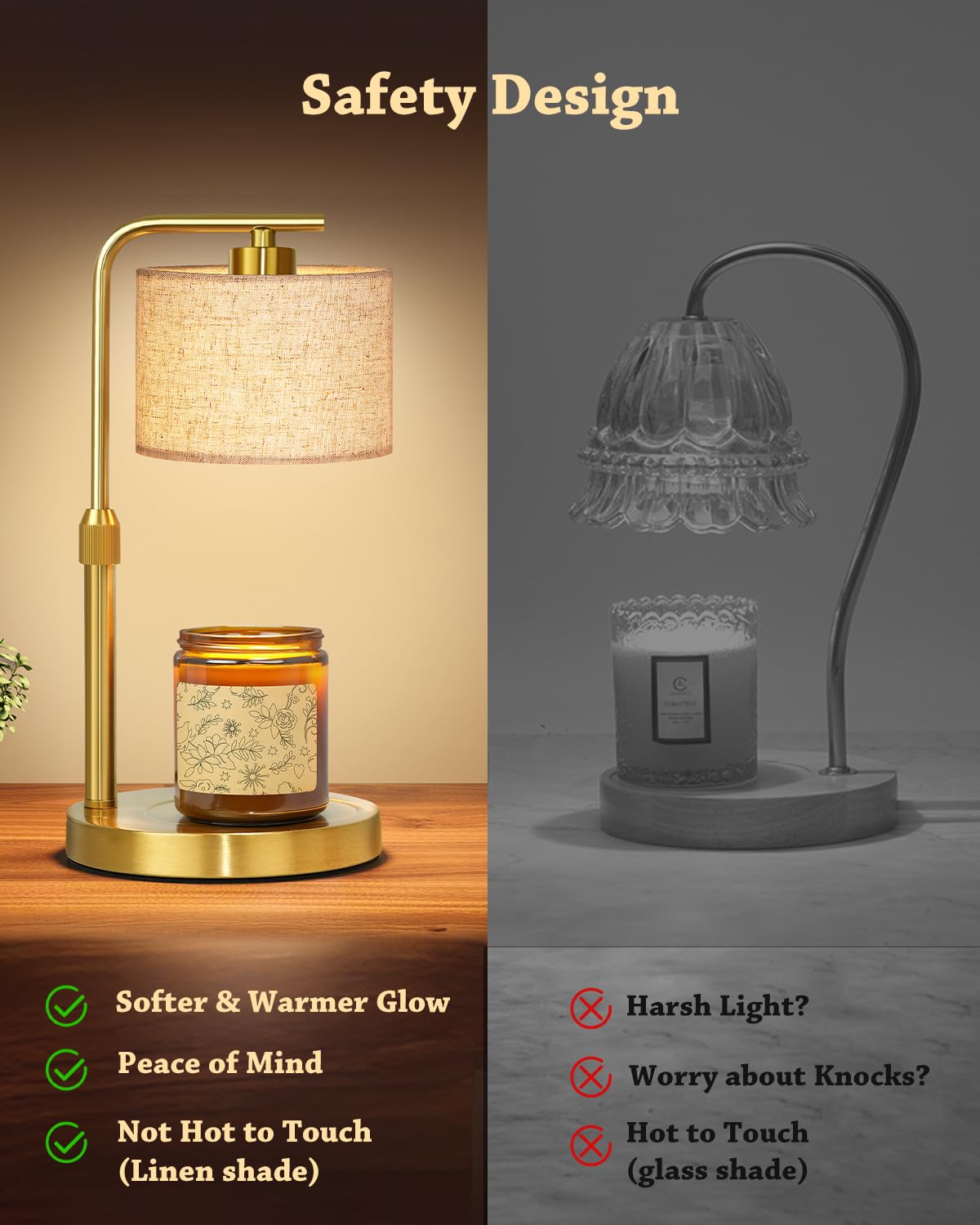 Height Adjustable Candle Warmer Lamp with Timer Dimmer for Jar Candles N241