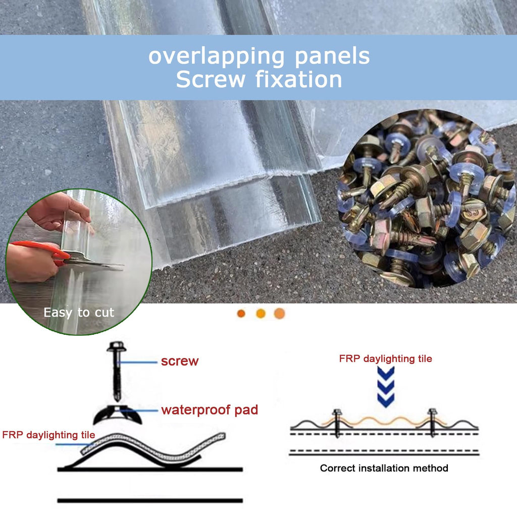 Corrugated Fiberglass Roofing Panels 8 pcs 35x63in P534
