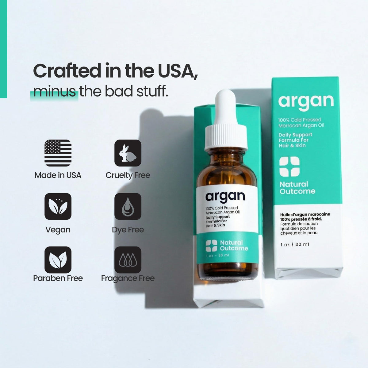Argan Oil 100% Pure Moroccan Cold-Pressed Face, Body and Hair Oil 1 oz Z2649