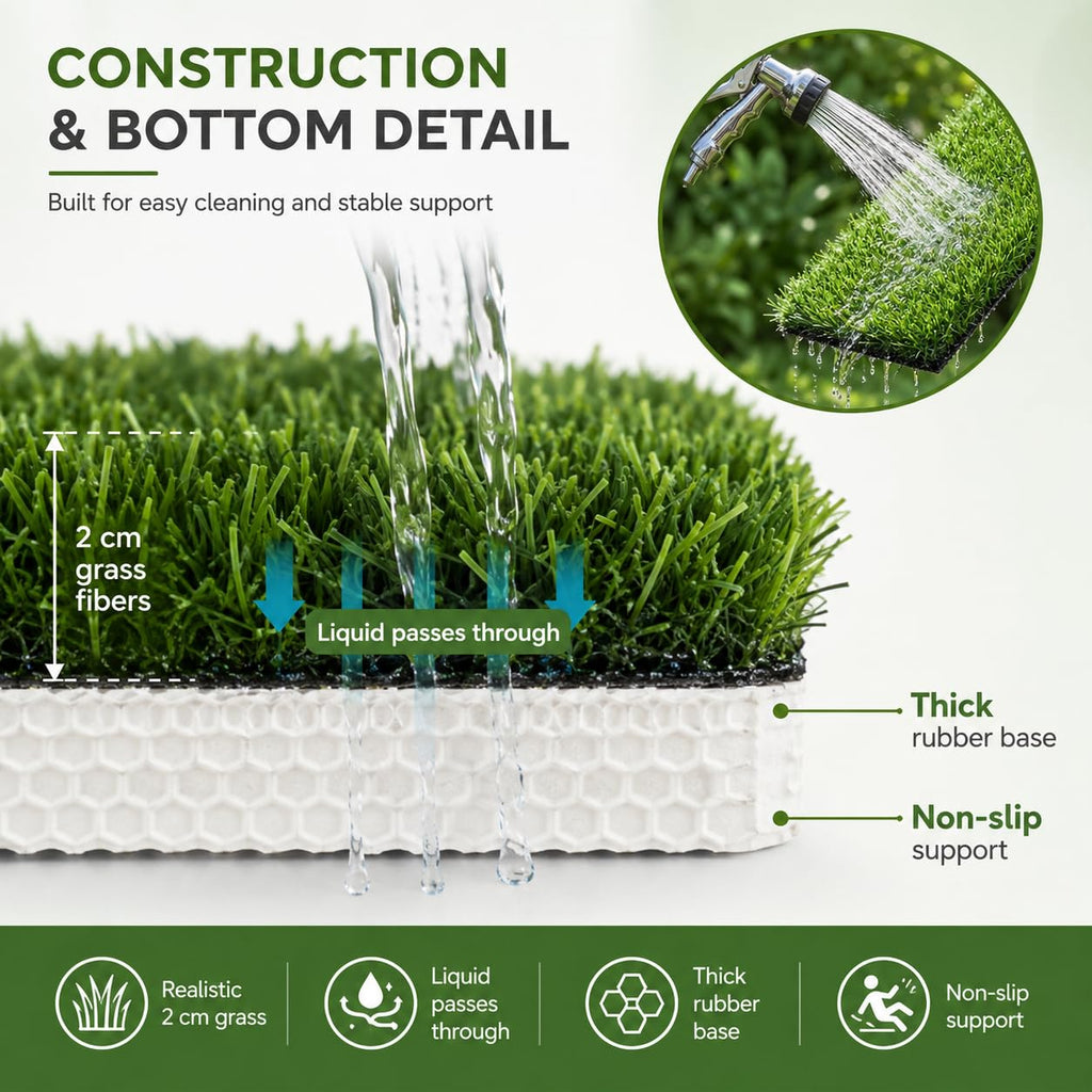 Artificial Grass Dog Potty Pad 24 x 36 in Non-Slip Washable C148300