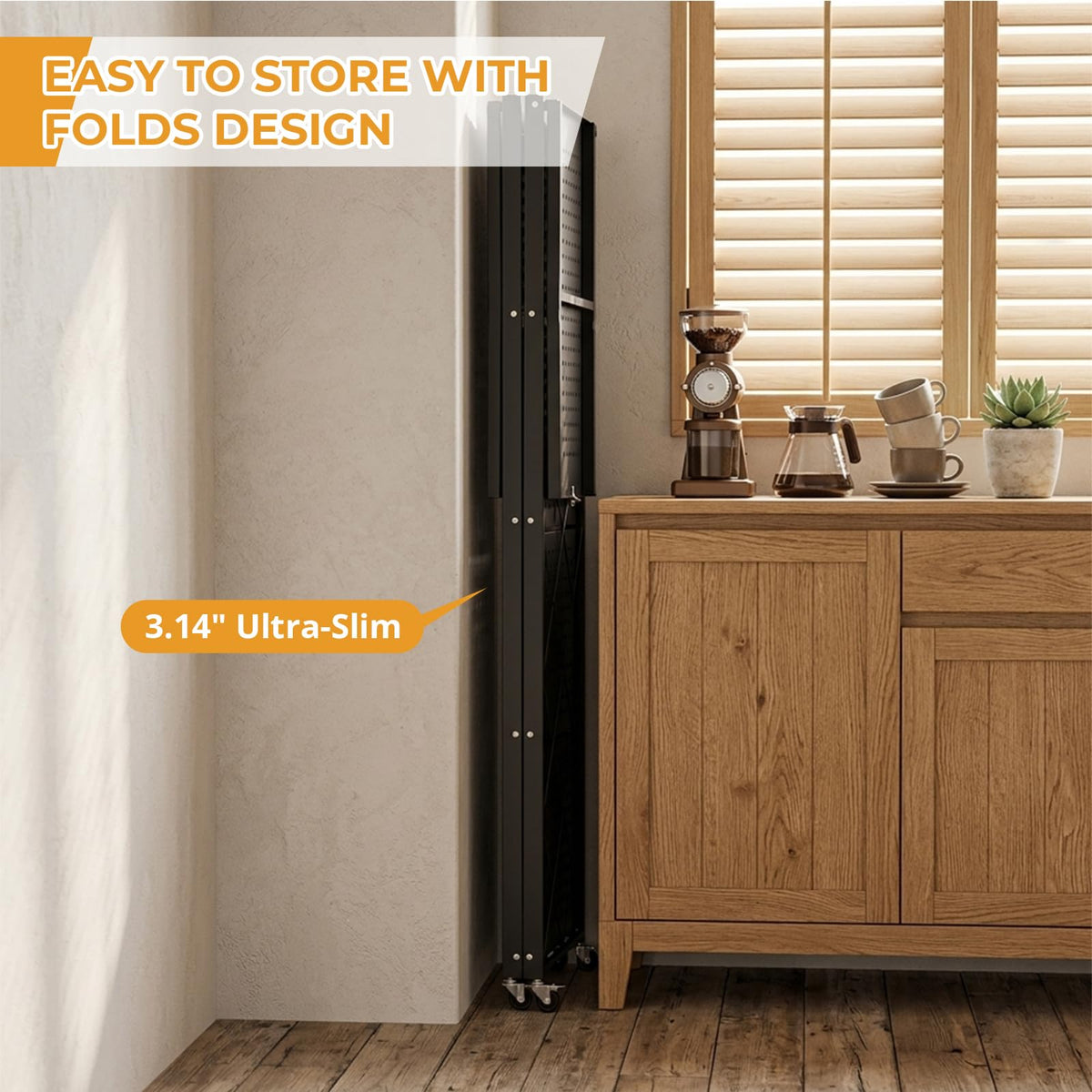 5 Tier Foldable Metal Storage Shelf with Wheels I73737