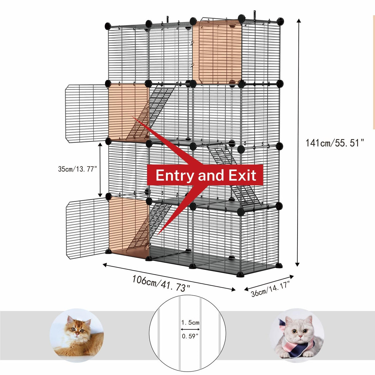 4-Tier Cat Cage Indoor with Anti-Tip Kit X218897