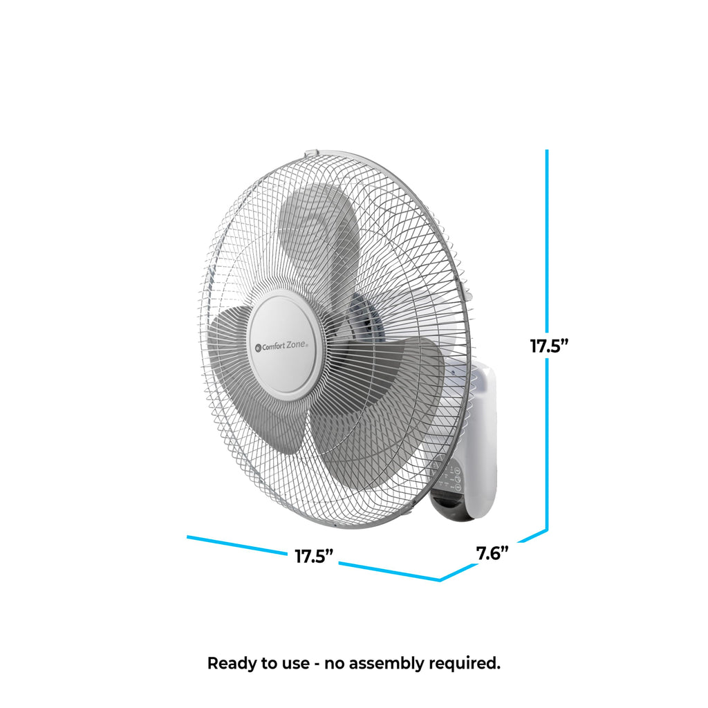 16 inch 3 Speed Oscillating Wall Mount Fan with Remote Control S91680