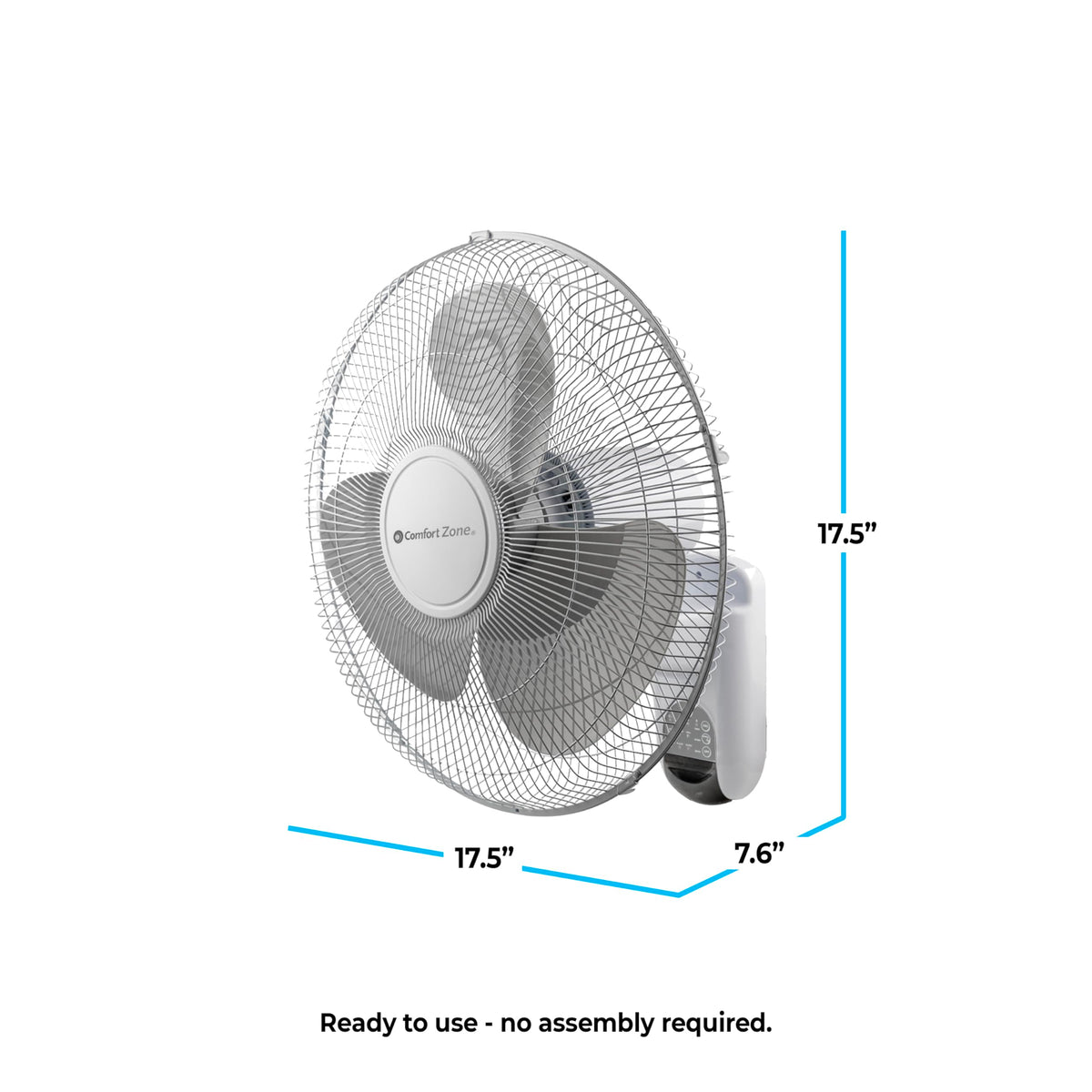 16 inch 3 Speed Oscillating Wall Mount Fan with Remote Control S91680