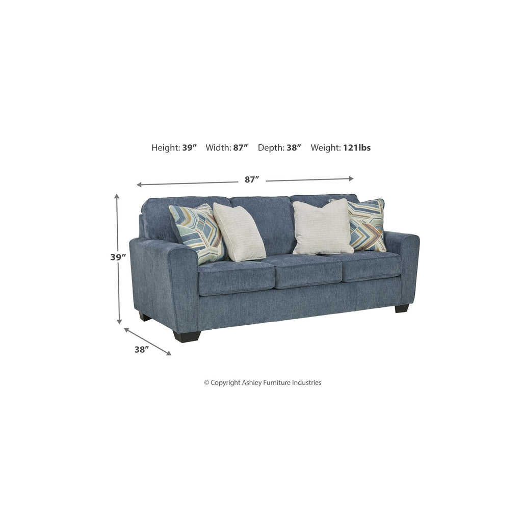Blue Chenille 3 Seater Couch U50647