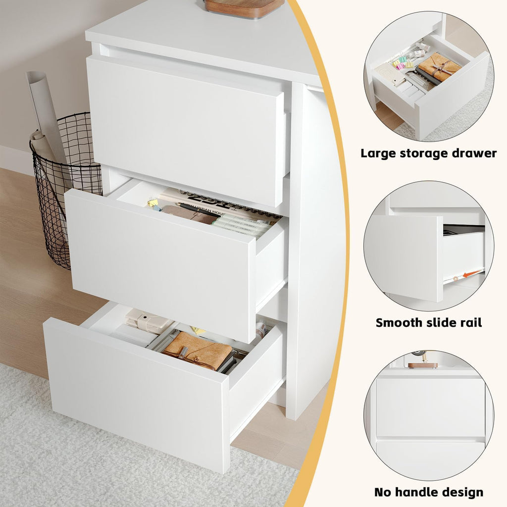 White Desk with Hutch, 47 Inch Computer Desk with 3 Drawers X630