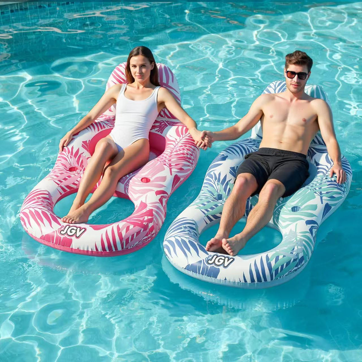 Inflatable Pool Float Chair with Drink Holder J86785