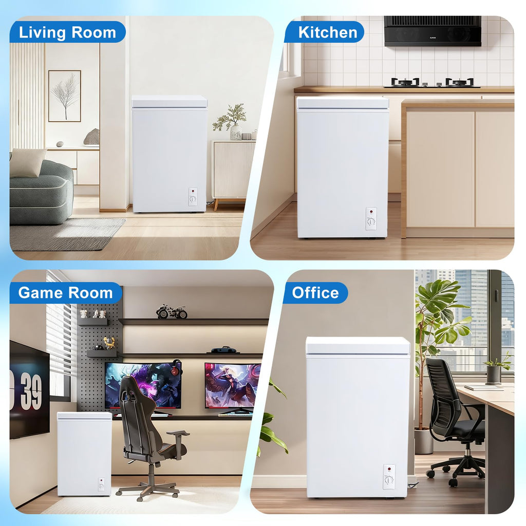 3.5 Cu.Ft White Chest Freezer with Basket P857620