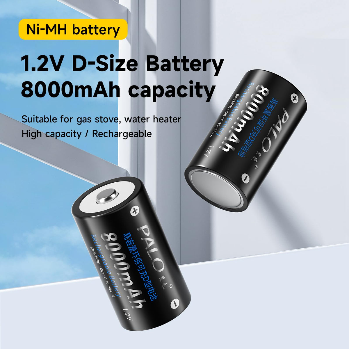 6 Pack Rechargeable D Batteries with Charger U538756