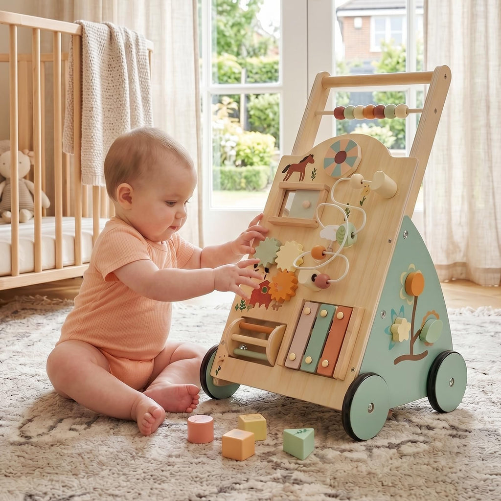 Wooden Baby Walker with Activity Center A242997
