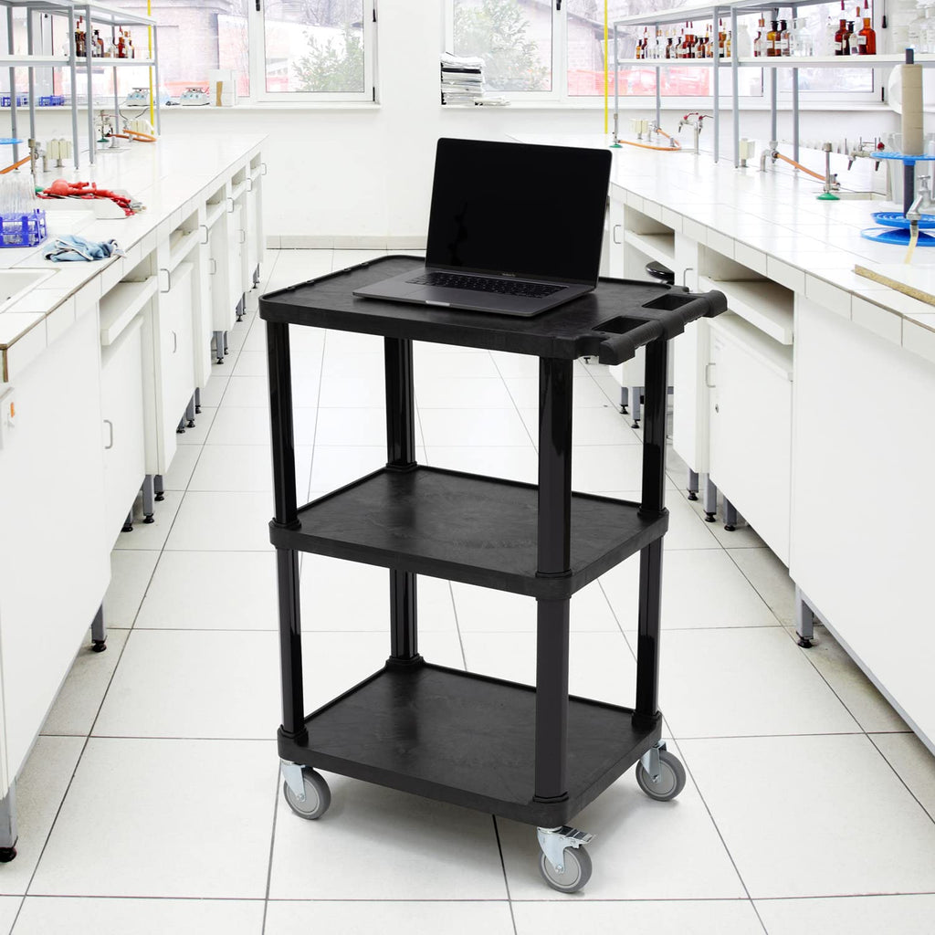 3-Tier Plastic Utility Cart with Lockable Wheels T676