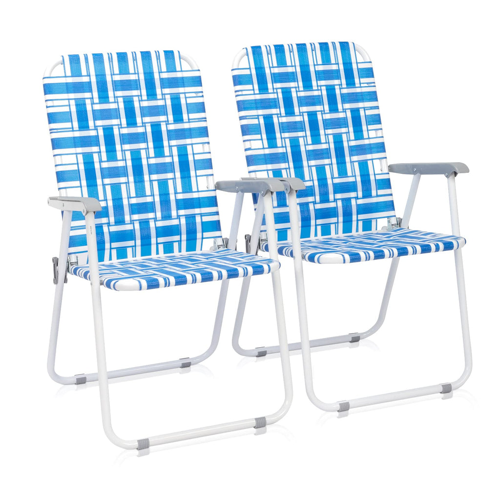 Set of 2 Blue Webbed Folding Patio Chair C132639