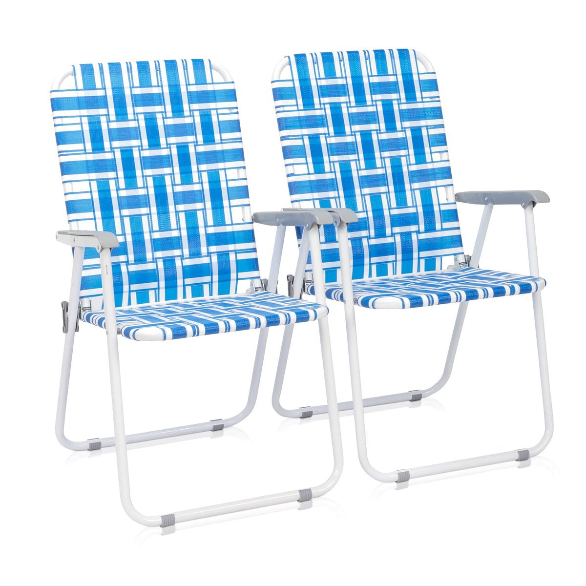 Set of 2 Blue Webbed Folding Patio Chair C132639