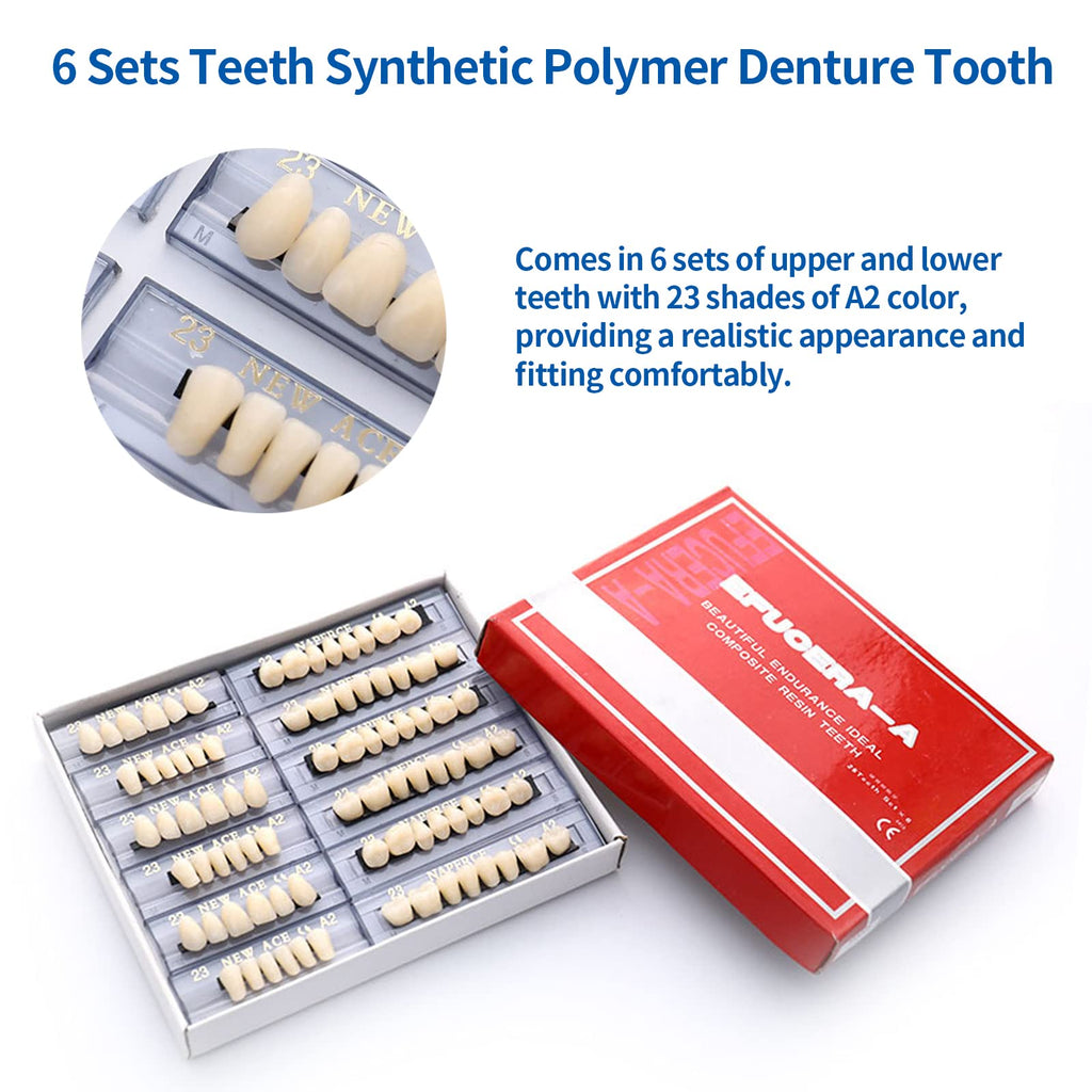 168 Pieces Acrylic Resin Denture Teeth 6 Sets 23 Shade A2 Upper + Lower V666
