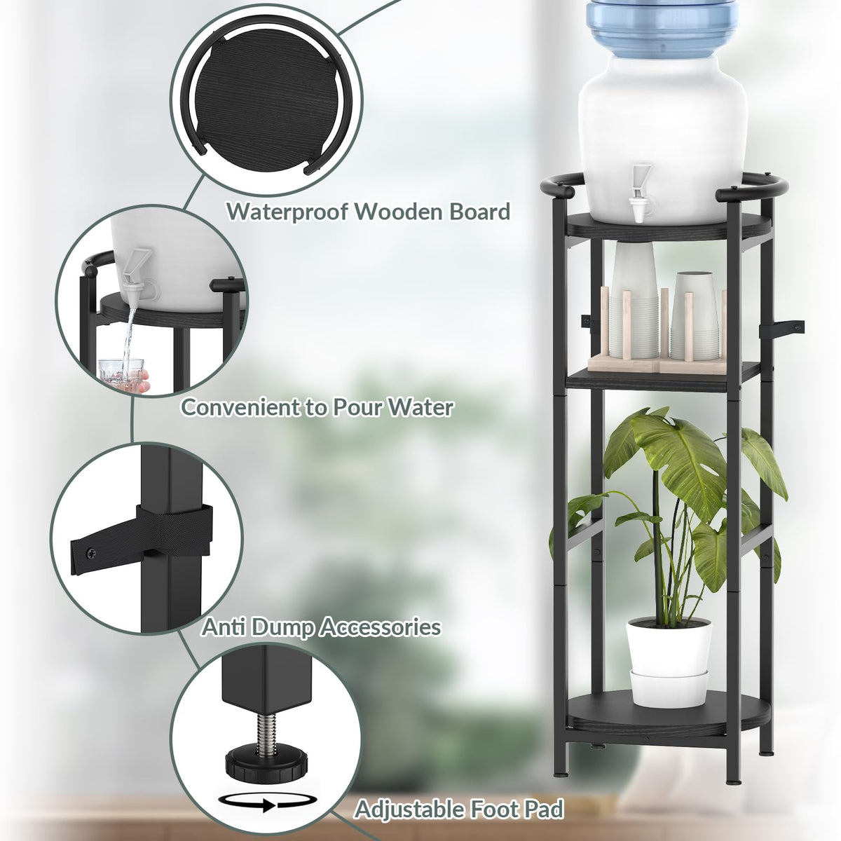 Black 5 Gallon Water Jug Stand G818