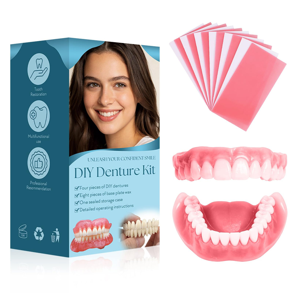 DIY Denture Kit, Temporary Full Set of Dentures N698