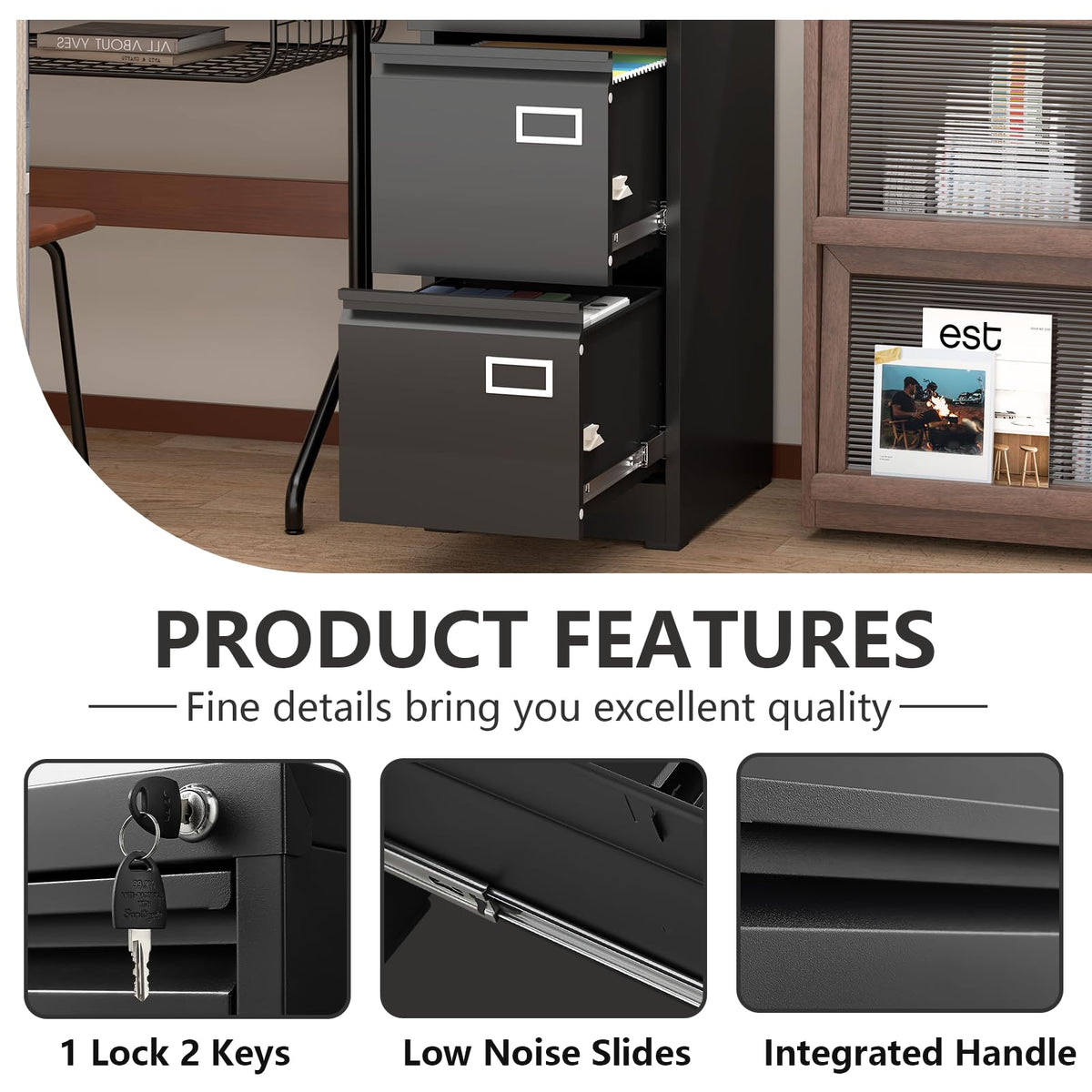4 Drawer Metal File Cabinet with Lock H57467