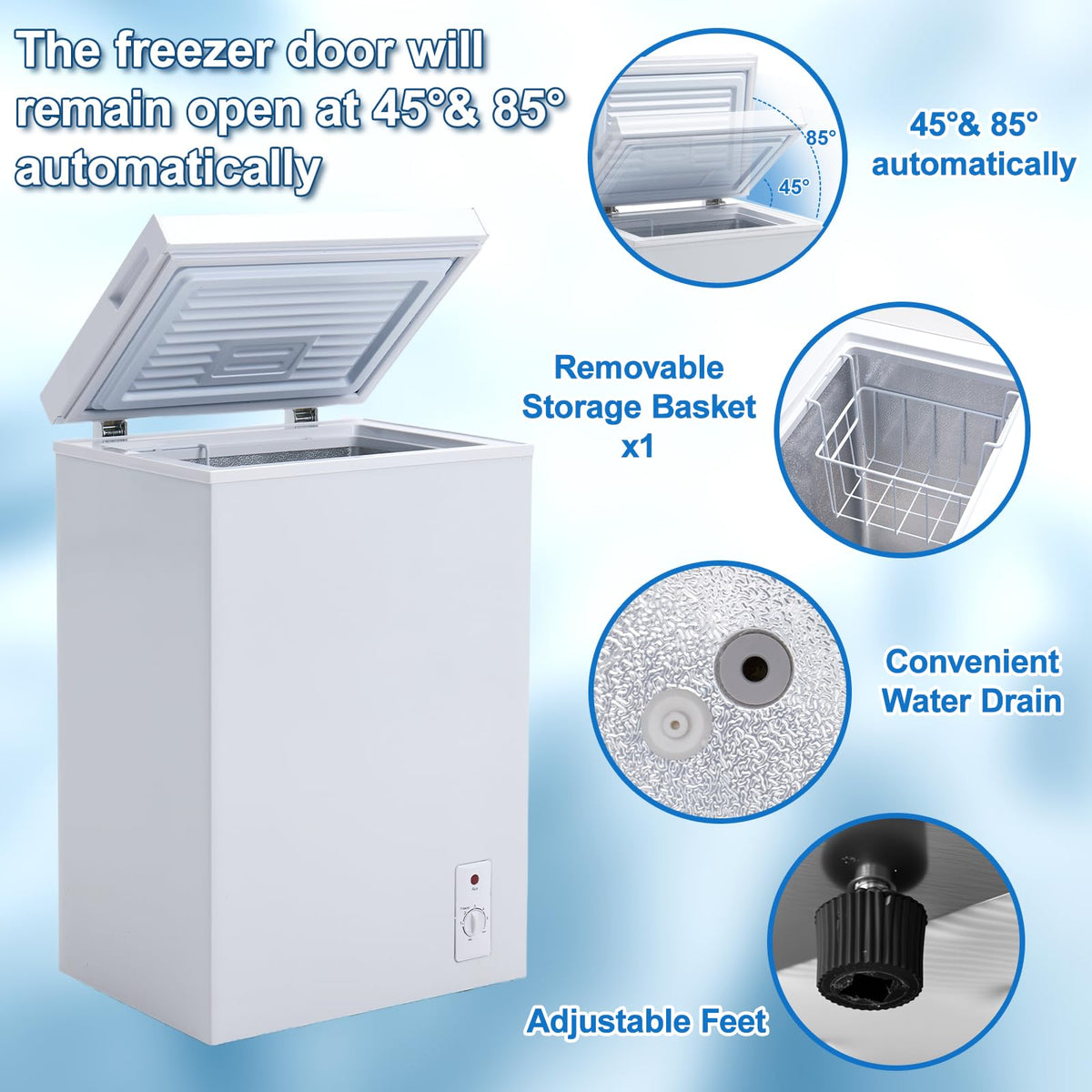 3.5 Cu.Ft White Chest Freezer with Basket P857620