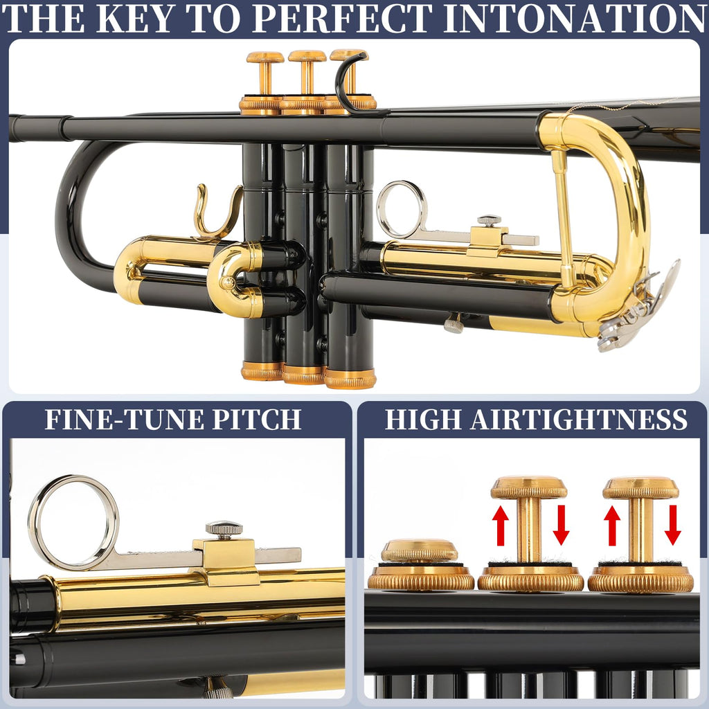 Bb Standard Trumpet with Case, Mouthpiece, Mute, Cleaning Kit D9975