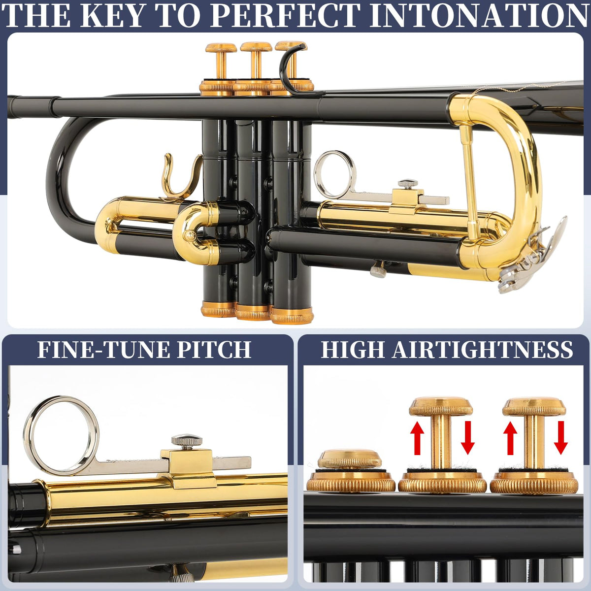 Bb Standard Trumpet with Case, Mouthpiece, Mute, Cleaning Kit D9975