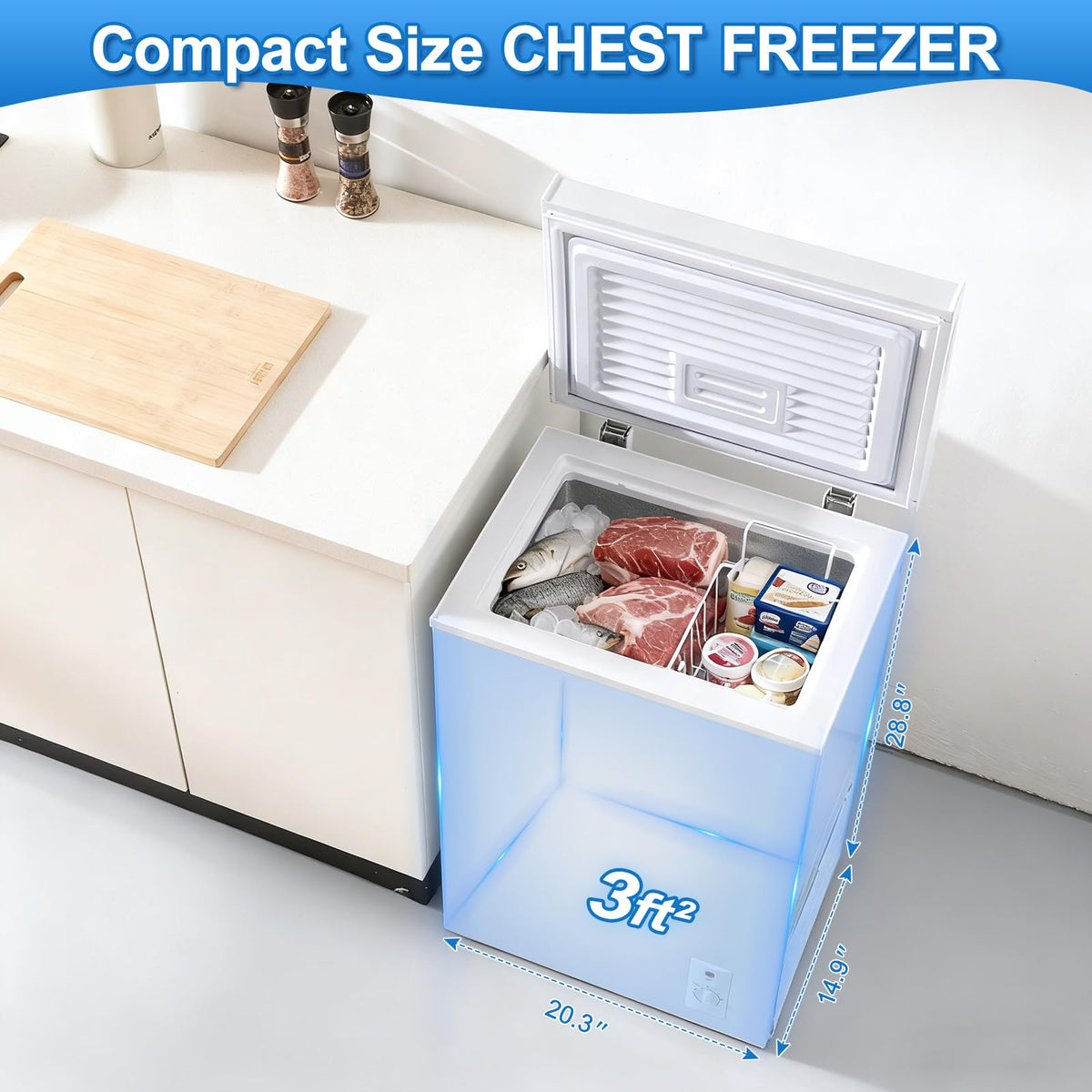 3.5 Cu.Ft White Chest Freezer with Basket P857620