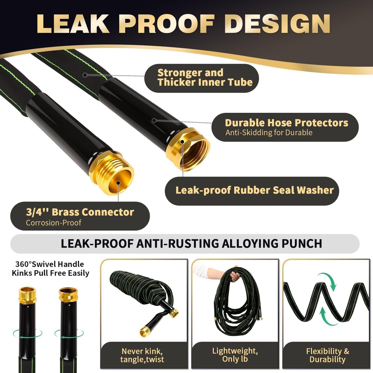 100 ft Heavy Duty No Kink Garden Hose D287