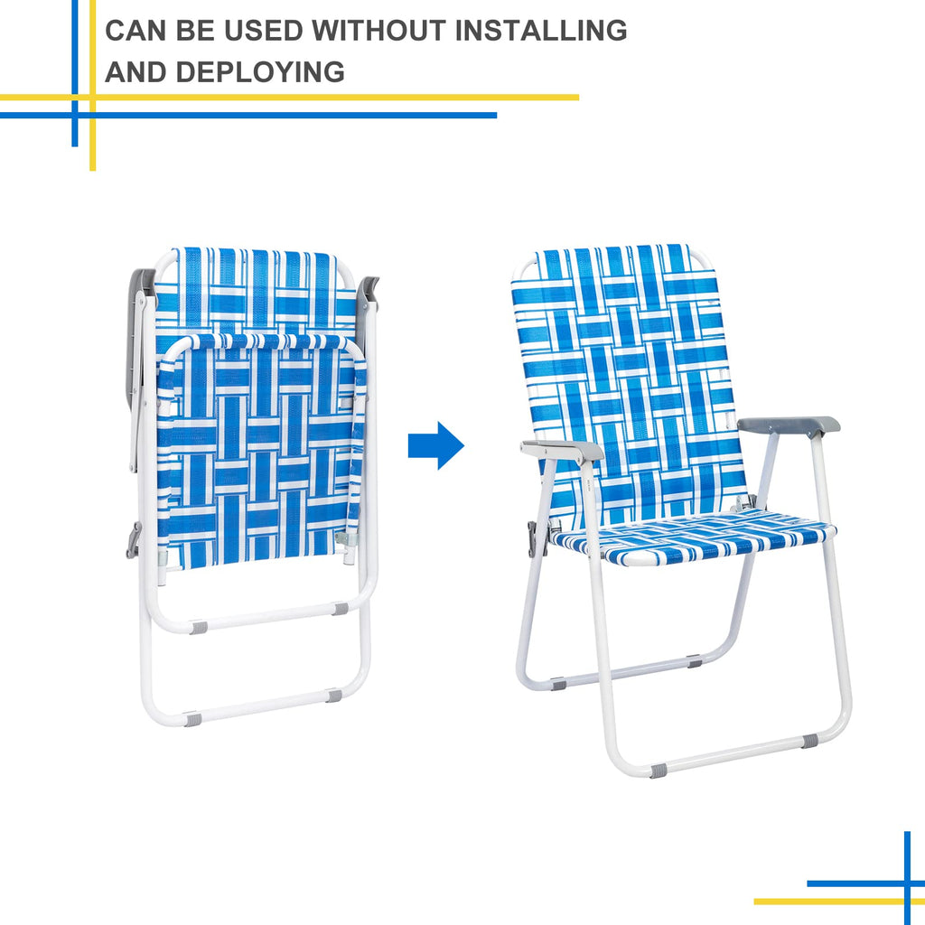 Set of 2 Blue Webbed Folding Patio Chair C132639