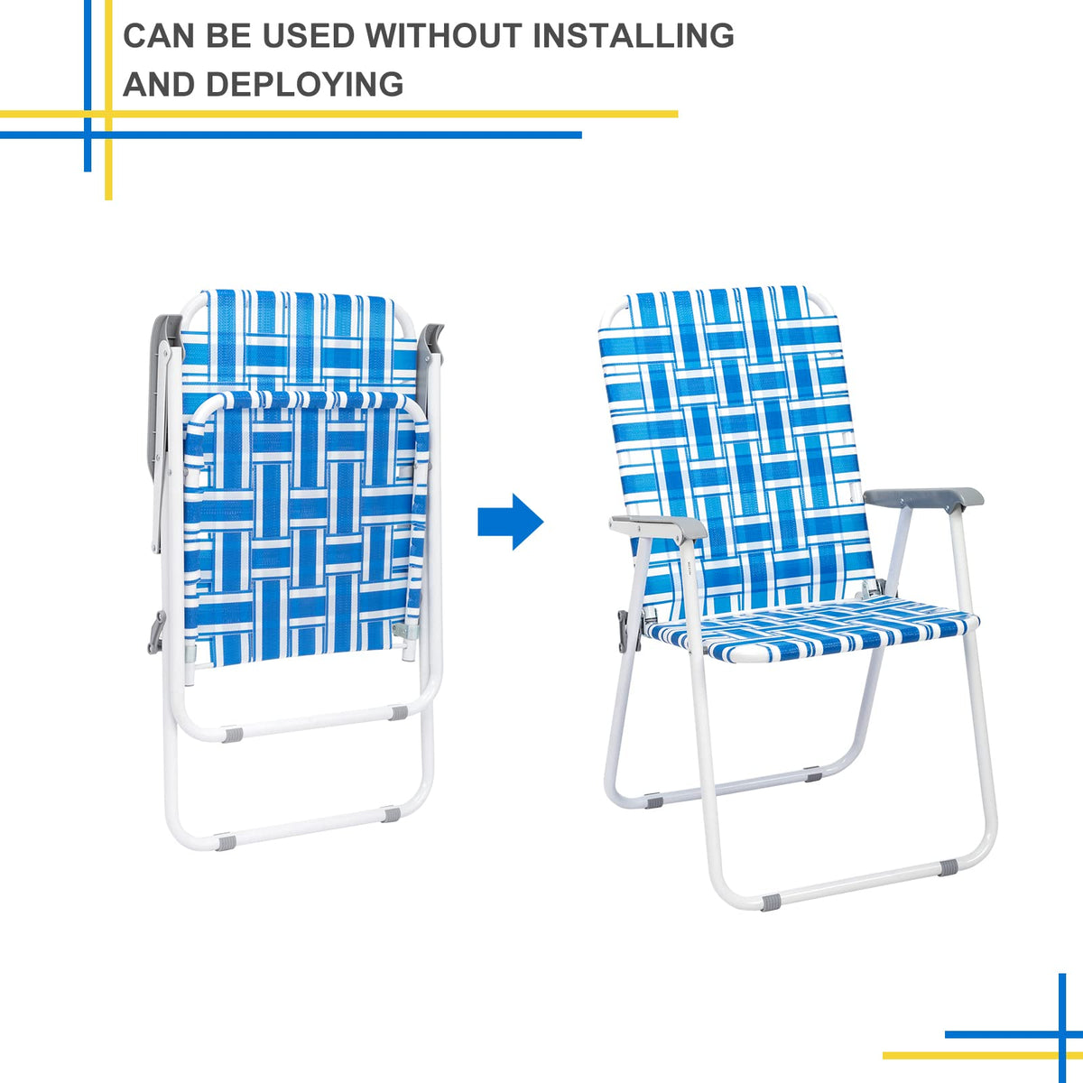 Set of 2 Blue Webbed Folding Patio Chair C132639