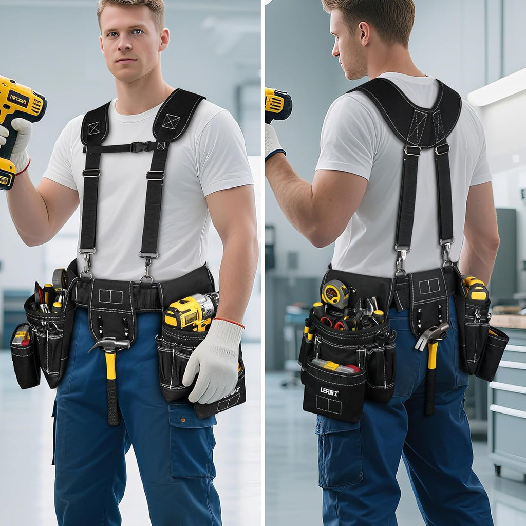 27-Pockets Heavy Duty Tool Belt with Suspenders V9204