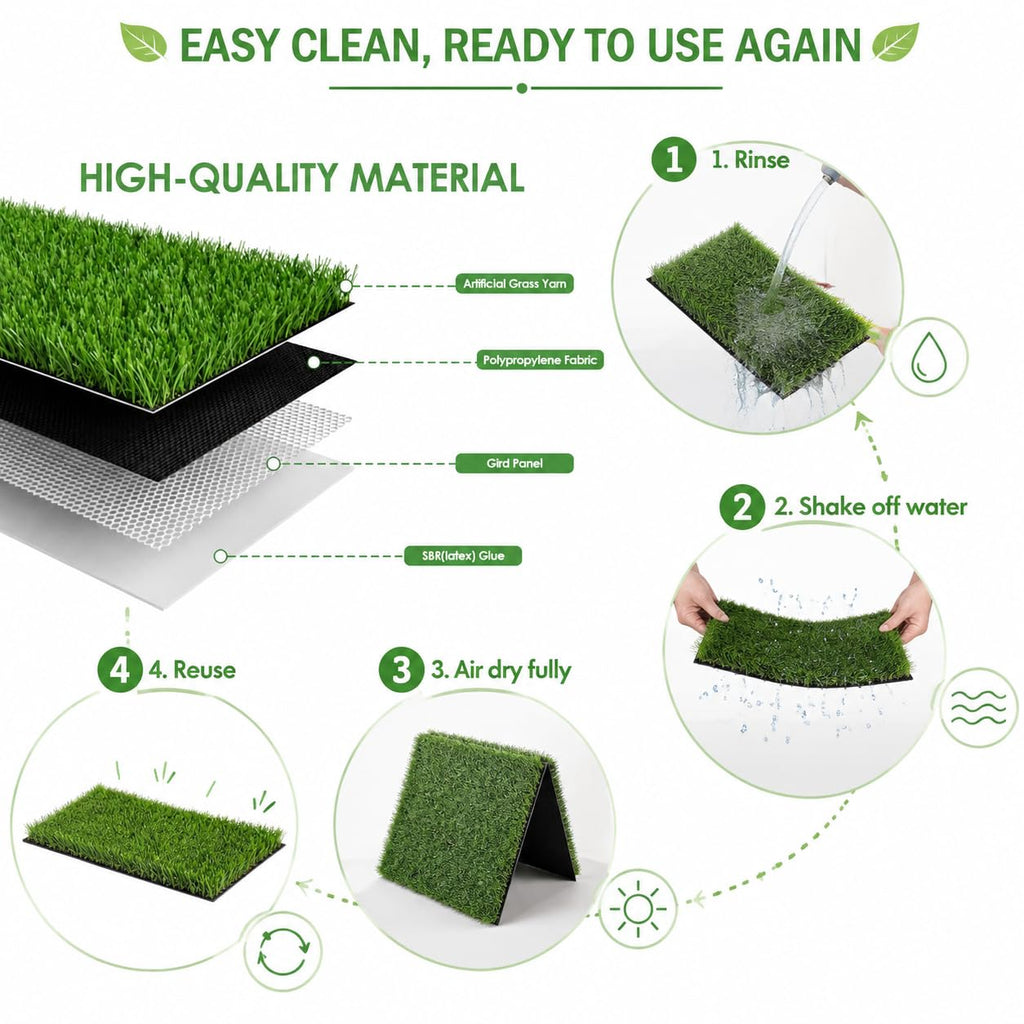 Artificial Grass Dog Potty Pad 24 x 36 in Non-Slip Washable C148300